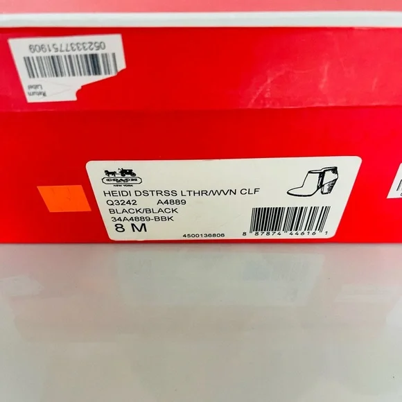 Coach Heidi Black Woven Leather Ankle Bootie Size 8 - Picture 10 of 10